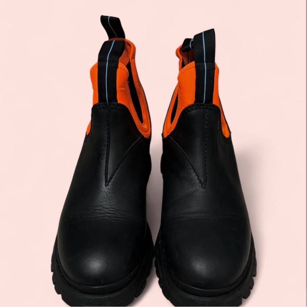 Prada Black and Orange Ankle Boots
